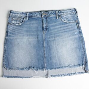 Silver Jeans Co Francy Distressed Denim Mini Skirt Womens 14 Mid Rise Western